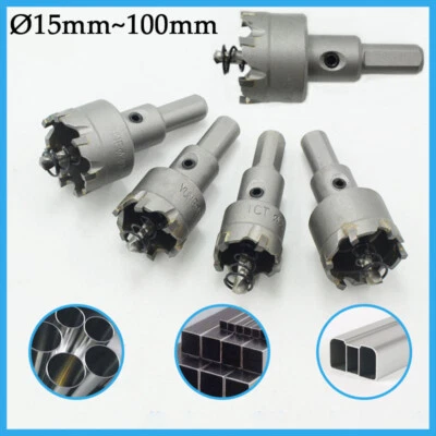 TCT Lochsäge Bohrkrone Hartmetall Kreisschneider Für Edelstahl Metall 15mm~100mm - Bild 1 von 4