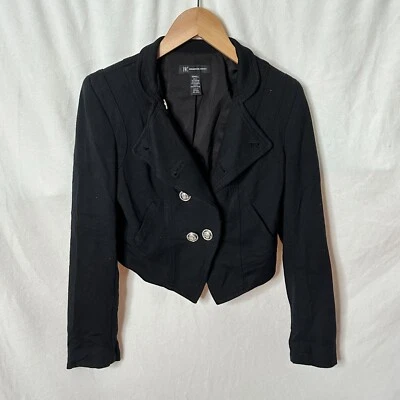 Chaqueta Blazer Militar Recortada para Mujer INC International Concepts Negra Talla XS Foto 1 de 4