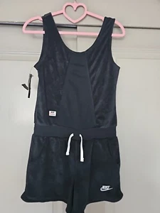 Nike Swoosh Girls Summer Outfit Sleeveless Black Coral Romper Sz L NeW With Tags - Picture 1 of 8