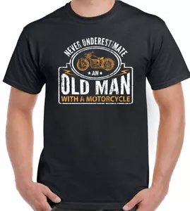 Camiseta de motocicleta para hombre divertida motociclista bicicleta nunca subestimes a un anciano con un - Imagen 1 de 2
