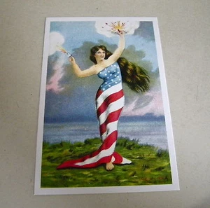 MISS LIBERTY WELCOMES YOU 4X6" POSTCARD HOOKSETT N.H. FIREWOKS POSTCARD AD - Picture 1 of 2