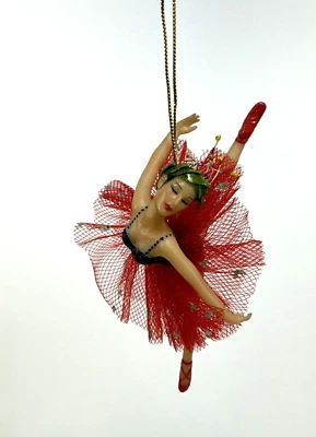 Bailarina Ashton Drake adorno navideño Vive Le Ballet amapola roja Foto 1 de 4