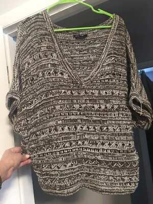 Suéter Top Bcbg Max Azria Talla L Azul Gris Slouchy Gran Tamaño Hilo Entrelazado Foto 1 de 4