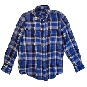 Camisa Polo Ralph Lauren Para Hombres Grande Azul 100% Lino Calce Relajado Clásica Preppy - Imagen 1 de 7