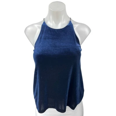 Camiseta sin mangas Aqua para mujer azul terciopelo terciopelo sin mangas halter espalda deportiva talla XS Foto 1 de 4