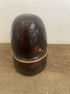 Vintage Dark Brown Ceramic Railroad Telephone Pole Insulator 4” Unique Shape - Picture 1 of 4