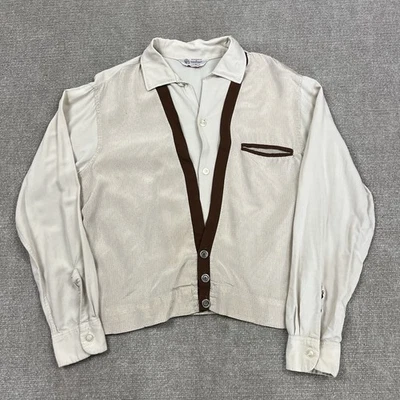 Vintage 50s Penneys Towncraft Gabardine Button Up Shirt Jac Mens M Rockabilly - Image 1 of 4