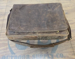 Unbranded Distressed Brown Leather Messenger Bag 18"x14"x3.5" - Picture 1 of 5