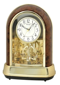 "Crystal Dulcet II" Musical Motion Mantel Clock, Woodgrain - Picture 1 of 5