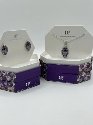 Bomb Party Set Of February 2025 Necklace & Earrings Rhodium Pl NK88829 ER93006 - Image 1 of 4