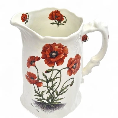 Poppy Jug Bone China Brockton Manor Vintage Floral Water Pitcher VGC - Image 1 of 4