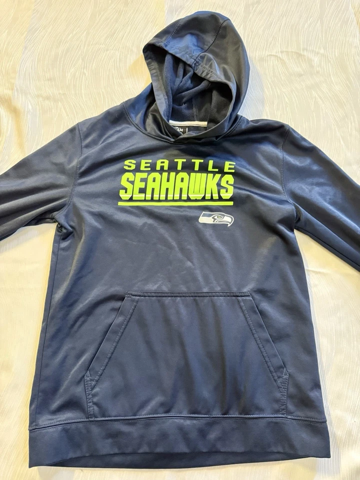 Seattle Seahawks Youth XL 18/20 Hoodie NFL Team Apparel Navy Neon Green - Image 1 of 4