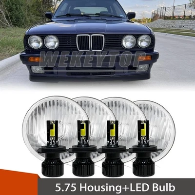 4PCS For BMW 325i 528i 535i E30 5-3/4 5.75" Round LED Headlights High/Low Beam Foto 1 de 4