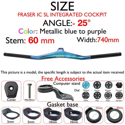 -25° Carbon Fiber Integrated Mountain Bike Handlebar 28.6mm with Computer Mount - Image 1 of 4