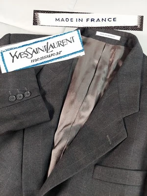 Yves Saint Laurent Blazer Mens 42R Black Check 100% Wool Sport Coat Jacket EUC - Image 1 of 4