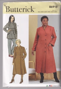 6918 BUTTERICK - COAT in 3 Lengths - Sz 30/32/34/36/38W - Picture 1 of 2