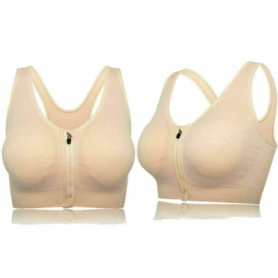 Womens Zip Front Sports Bra High Impact Yoga Removable Pads Shape Wear Tops New - Image 1 of 4