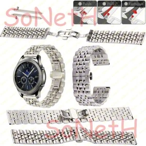 CINTURINO METALLO 7 BANDE CHIUSURA FIBIA FARFALLA SAMSUNG GEAR S3 SM-R770 SILVER - Foto 1 di 1