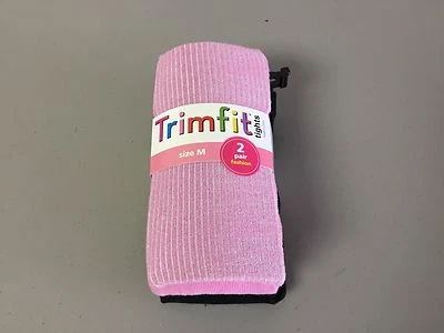 NWT Girl's Trimfit Fashion Tights Size Medium Pink/Black 2 Pair #113R Foto 1 de 2
