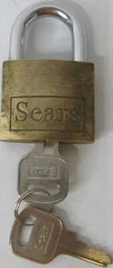Vintage Sears Brass Padlock Lock With 2 Keys Tested and Works - Picture 1 of 10