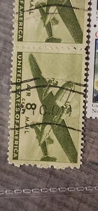 US Stamp SC# C26 1944 8c Air Mail Issue Stamp Used Pair - #B400 - Picture 1 of 3