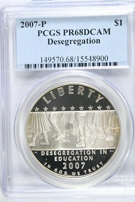 2007 P Desegregation-Little Rock HS-PCGS PR68DCAM Modern Commem Silver Dollar - Image 1 of 2