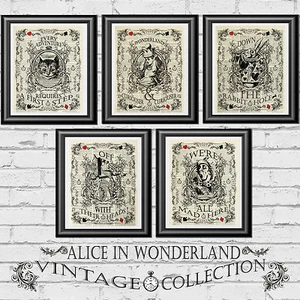 ART Print DICTIONARY ANTIQUE BOOK PAGE Alice in Wonderland Wedding themed decor - Picture 1 of 12