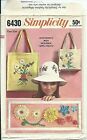 S 6430 Sewing Pattern 60'S Fun Hat & Tote Bags Sew Rick-Rack Flower Appli-Tiques