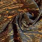 Jersey Polyester Stretch Fabric - Black Gold Foil Material 140cm wide