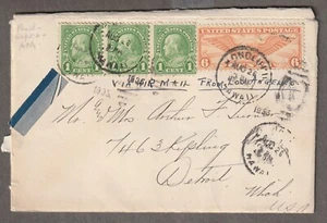 1935 Mailed OCEANIC LINE ENVELOPE~Detroit MI~FRANKLIN 1 cent Stamp NOT CANCELLED - Picture 1 of 3