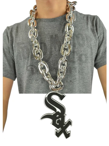 New MLB Chicago White Sox Silver Fan Chain Necklace Foam Cover