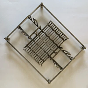 Vintage Silverware Caddy Buffet Silver Clear Acrylic Base Oneida Rogers - Picture 1 of 9