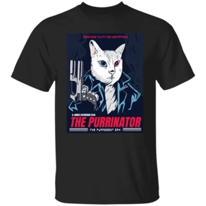 Unisex Short Sleeves Pullover Graphic Outdoor Parody Poster Film Cat T-Shirt - Picture 1 of 6