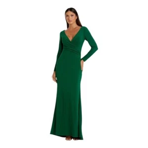 Women's Ieena for Mac Duggal Green Long Sleeve Gown Size 4 - Picture 1 of 10