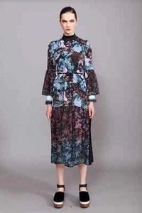 Clover Canyon Floral Long Bell Sleeve Maxi Dress Pockets Size S - Picture 1 of 18