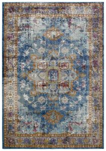 3x5 Rizzy Rugs Blue Floral Petals Blossoms Door Mat PRI102 - Aprx 3' 11" x 5' 6" - Picture 1 of 6