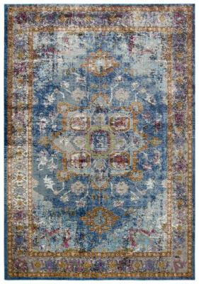 3x5 Rizzy Rugs Blue Floral Petals Blossoms Door Mat PRI102 - Aprx 3' 11" x 5' 6" - Image 1 of 4