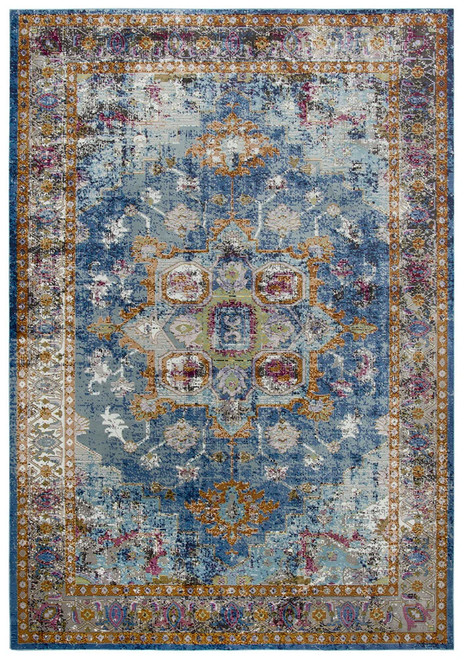 3x5 Rizzy Rugs Blue Floral Petals Blossoms Door Mat PRI102 - Aprx 3' 11" x 5' 6" - Image 1 of 4