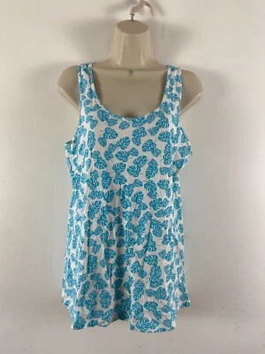 Pleacocks uk size 12 blue wite mix cotton vest top - Image 1 of 4