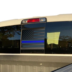 Calcomanía Blue Line Police bandera de EE. UU. para Ram 1500 2019-2023 negro mate - R1-MW6 - Imagen 1 de 2