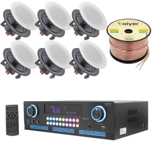 Home Theater System, 2000 W Bluetooth Amplifier w/ 6 QTY 6.5" Ceiling Speaker - Picture 1 of 13