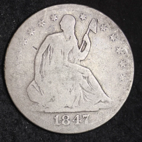 1847-O Seated Libert Half Dollar CHOICE VG FREE SHIPPING E325 WMT Cover