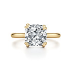 Engagement Ring 18k Yellow Gold 1 Carat IGI GIA Lab Created Cushion Cut Diamond