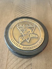 Vintage Topeka ScareCrows CHL Logo Hockey Puck Lindsay Inaugural 1998-99 Season