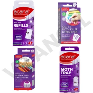 Acana Moth Killer Complete Range Hanging Units Traps Refills Lavender Freshener - Picture 1 of 60