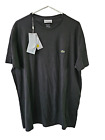 Lacoste V-Neck Big & Tall Pima Cotton Short Sleeve Mens T Shirt Black XXL