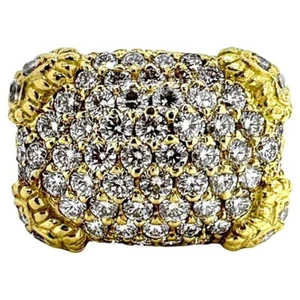 Dazzling Judith Ripka 18K Yellow Gold and Pave Set Diamond Cocktail Ring - Picture 1 of 11