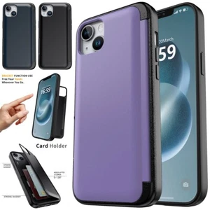 For Apple iPhone 13/Pro/Pro Max Protective Rugged Hybrid Case Card Holder Cover - Picture 1 of 43