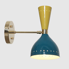 Two Light Articulated Sconce Mid-Century Modern Stilnovo Style Brass Wall Lamp