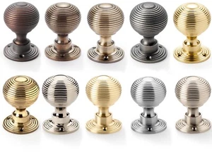 50mm Solid Brass Beehive Rim Mortice Door Knobs Knob Pair Set Quality Victorian - Picture 1 of 13